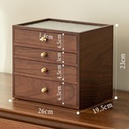 ジュエリーボックス ウォールナット調 4段引き出し アクセサリーケース 宝石箱 水波テクスチャ 磁気吸引 コンパクト 収納ボックス 高級感