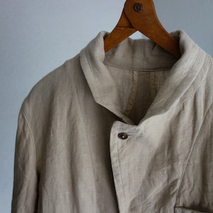 classic heavylinen country coat / lightbeige