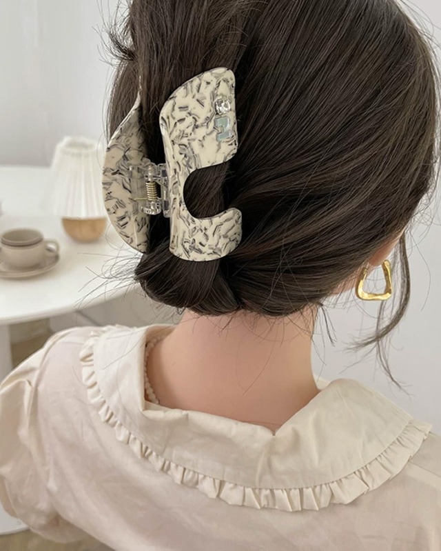 マーブルアセテート ワイドヘアクリップ R0530