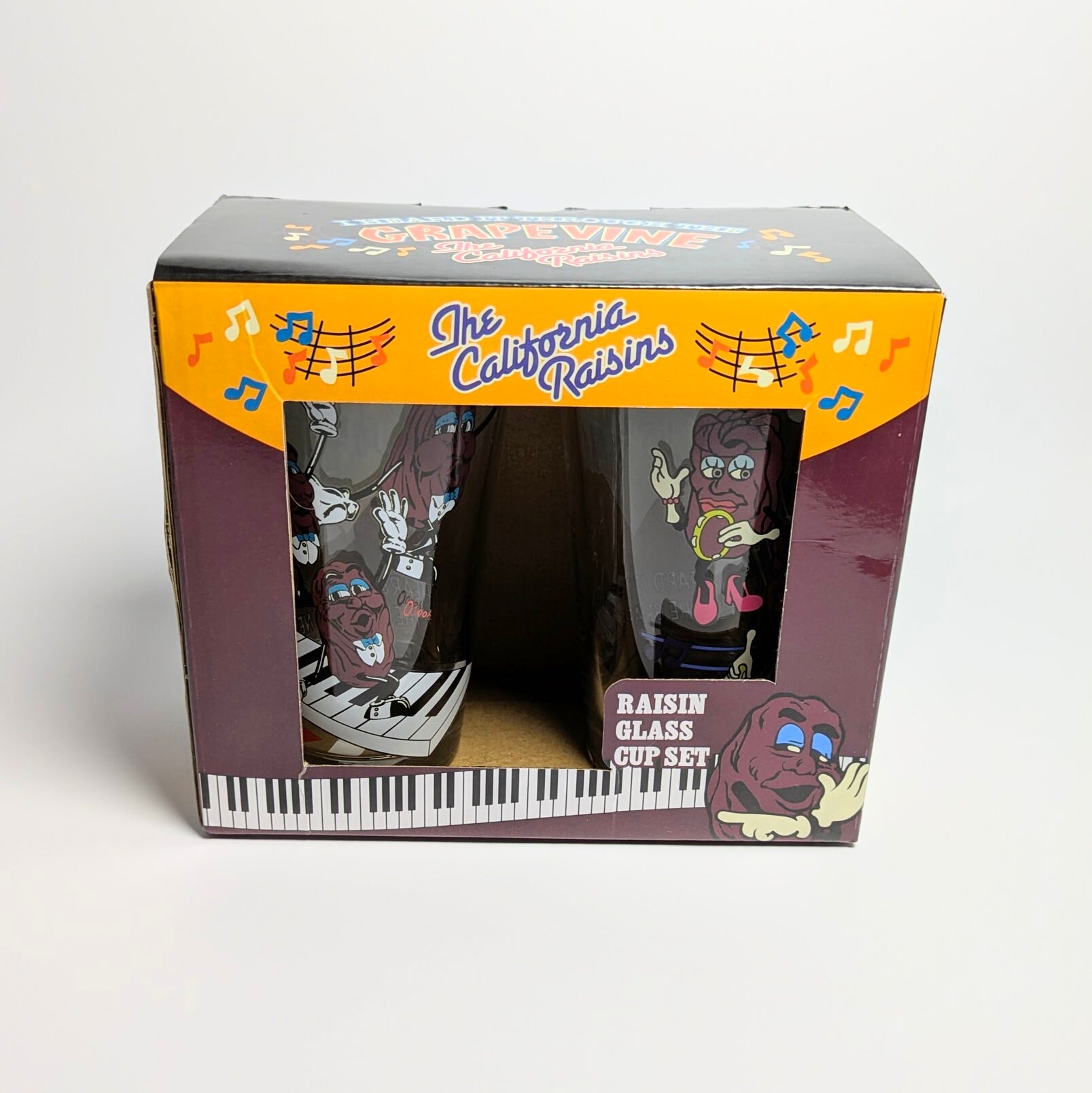 ♧【 AMERICAN PAIR GLASS / ペアグラス 】 『 California Raisins ( カリフォルニアレーズン ) 』ガラス / コップ / ペアグラスセット 〚アメリカン雑貨 アメトイ〛