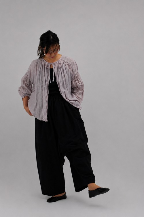【Gauze#】TASSEL STRING 2WAY GATHER BLOUSE デッドストック オーガニックベルギーリネン 2wayブラウス