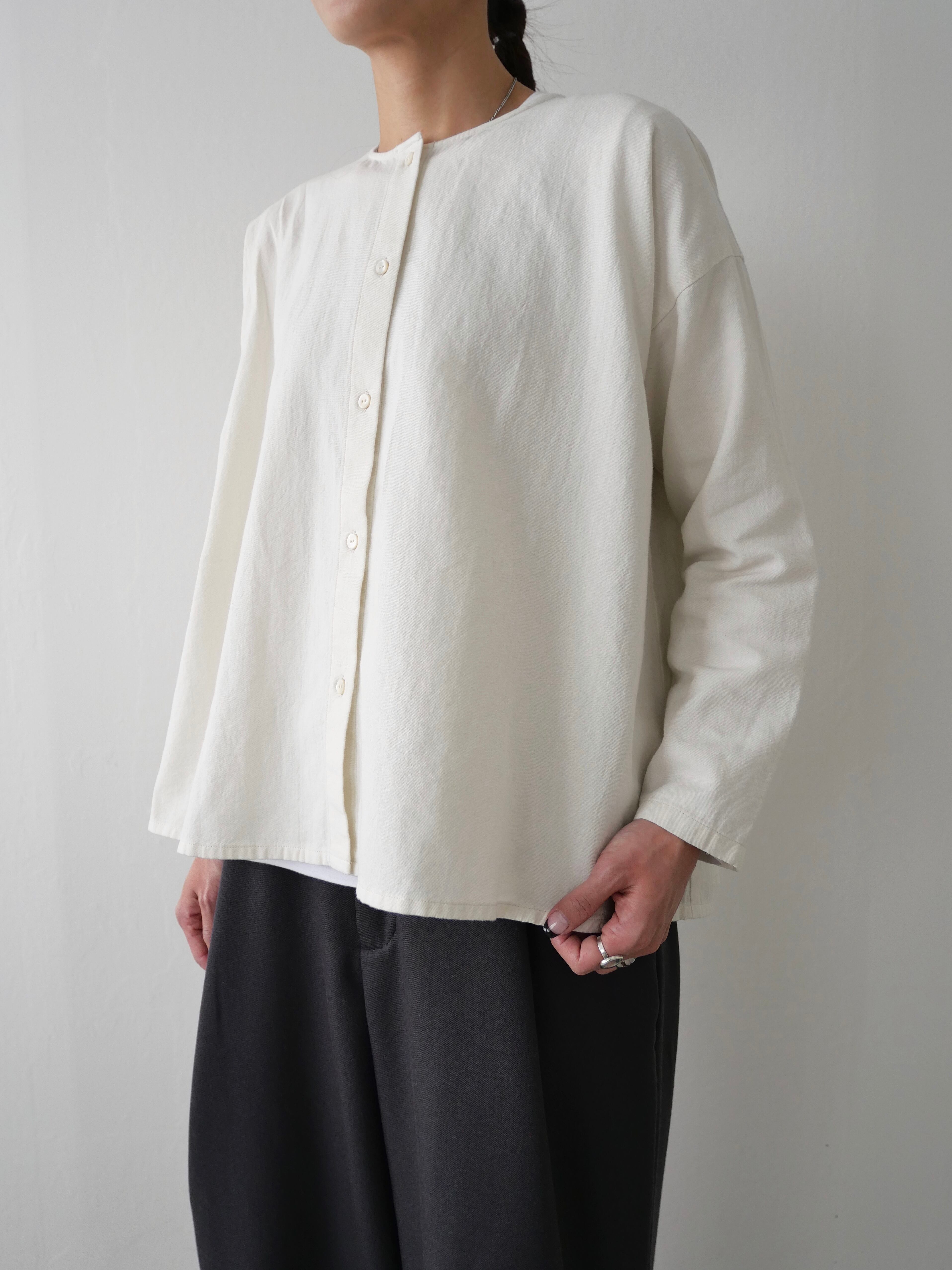 トップス evam eva wool no collar tunic evam eva / cotton wool no collar shirt | t a - n a