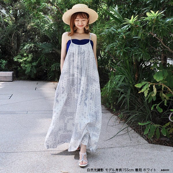 送料無料 メール便発送 】 キャミワンピース リゾートワンピース