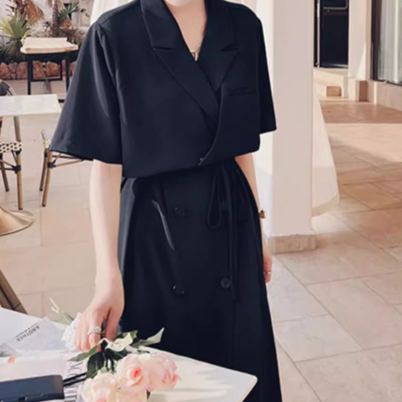 セパレート風ダブルブレストテーラードワンピース W00551