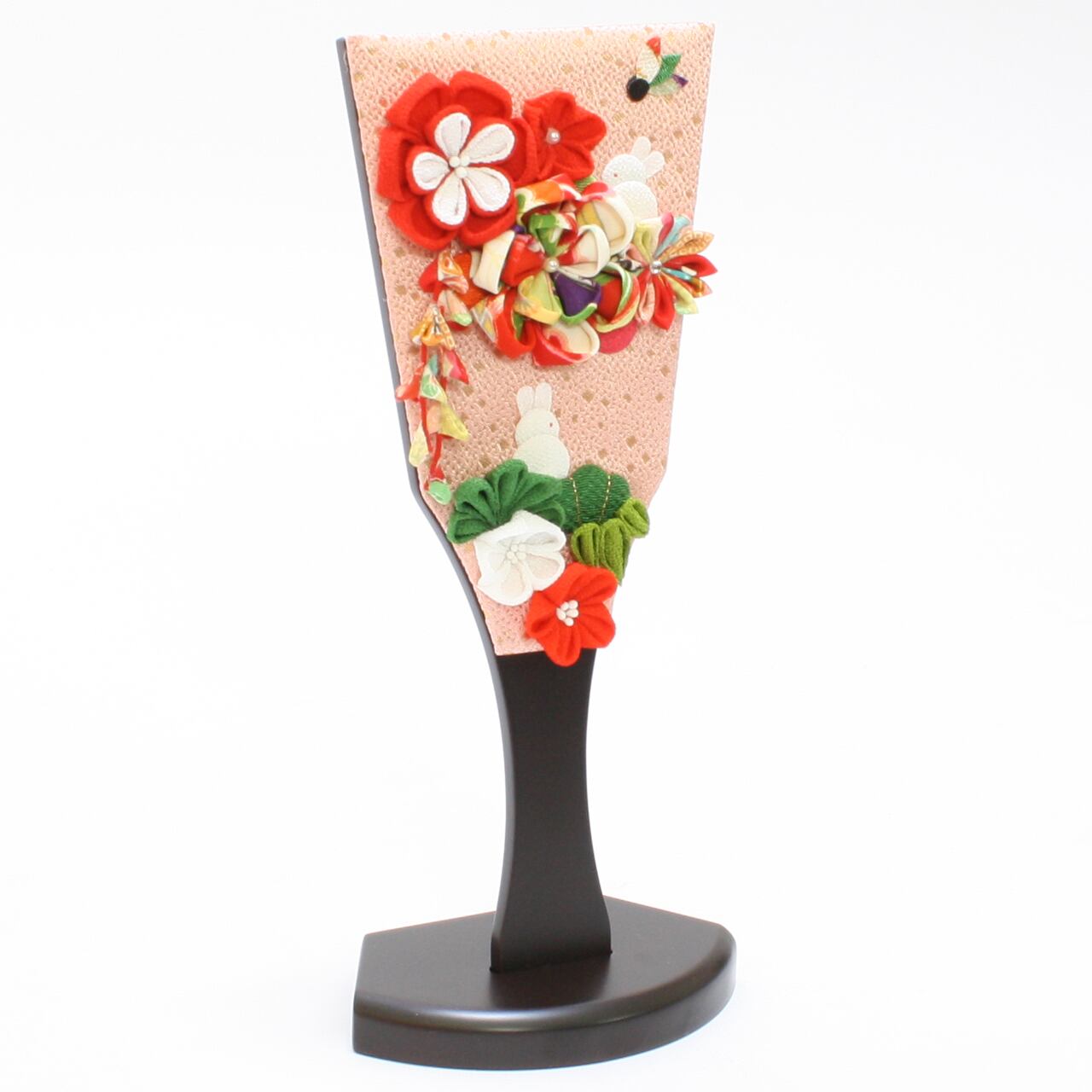 羽子板飾り《商品コード》10300-0006 姫羽子板 極上 つまみ細工 赤｜初