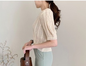 5部袖カラーニット　AJ1079-1945