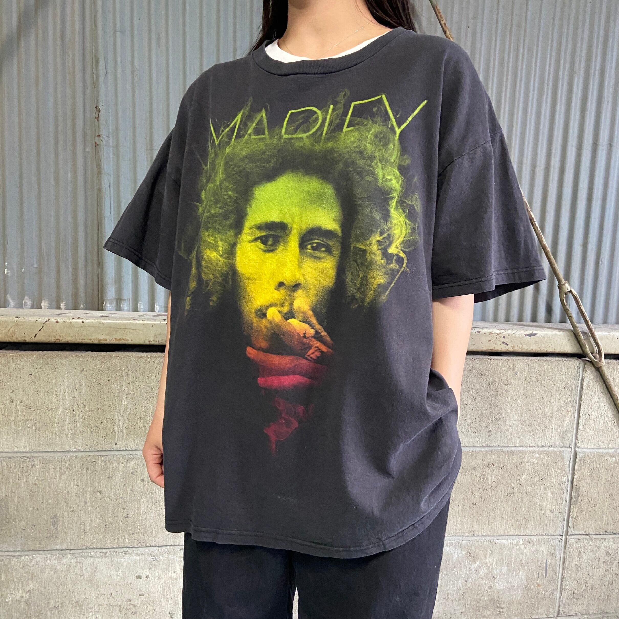 00年代 ZION BOB MARLEY ボブマーリー レゲエ アーティストTシャツ バンドTシャツ メンズ2XL相当 古着 00s ヴィンテージ  ビンテージ フェードブラック 黒 ビッグサイズ 大きいサイズ 【Tシャツ】【AN20】 | cave 古着屋【公式】古着通販サイト