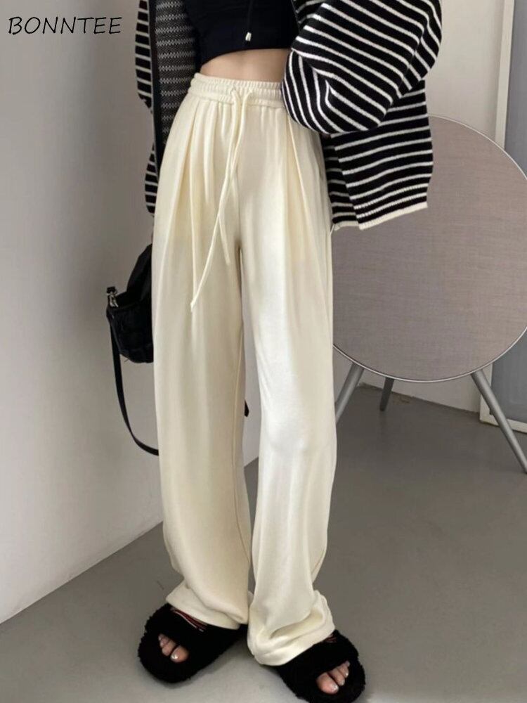 【新作】【送料無料】 カジュアルパンツ女性固体オールマッチハイウエスト巾着だぶだぶ韓国スタイル秋全身ズボンシンプルな女性 0256348138310