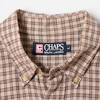 90s CHAPS Ralph Lauren リネンコットン チェック ボタンダウンシャツ