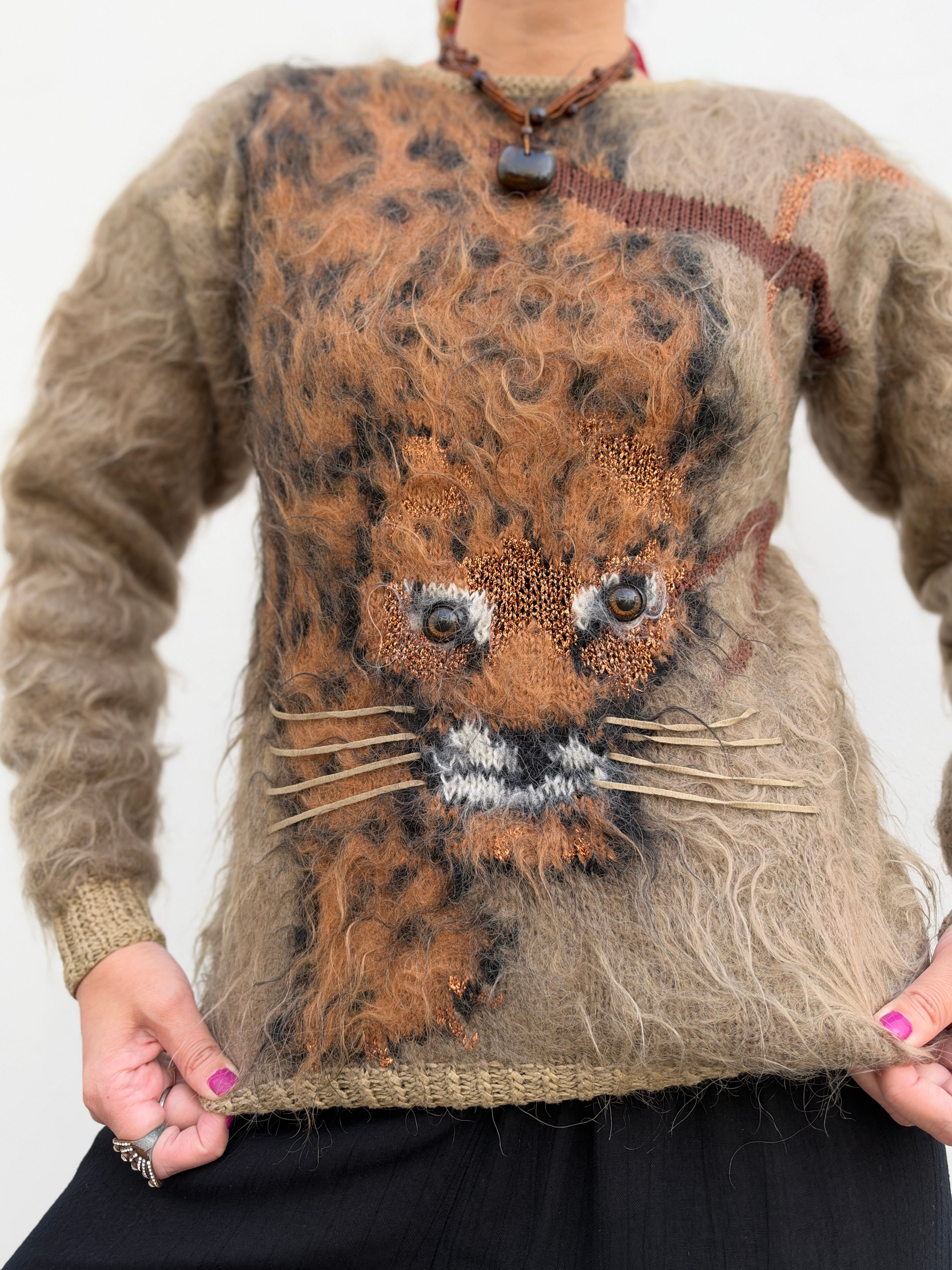 Vintage garage × leopard animal mohair sweater