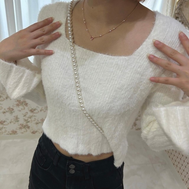 【pois roses】flare sleeve knit