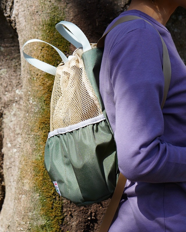 IMOCK-KOBE ZAC-MESHKINCHKU ZAC【メッシュきんちゃくザック】BEIGE×KHAKI(ベージュ×カーキ)