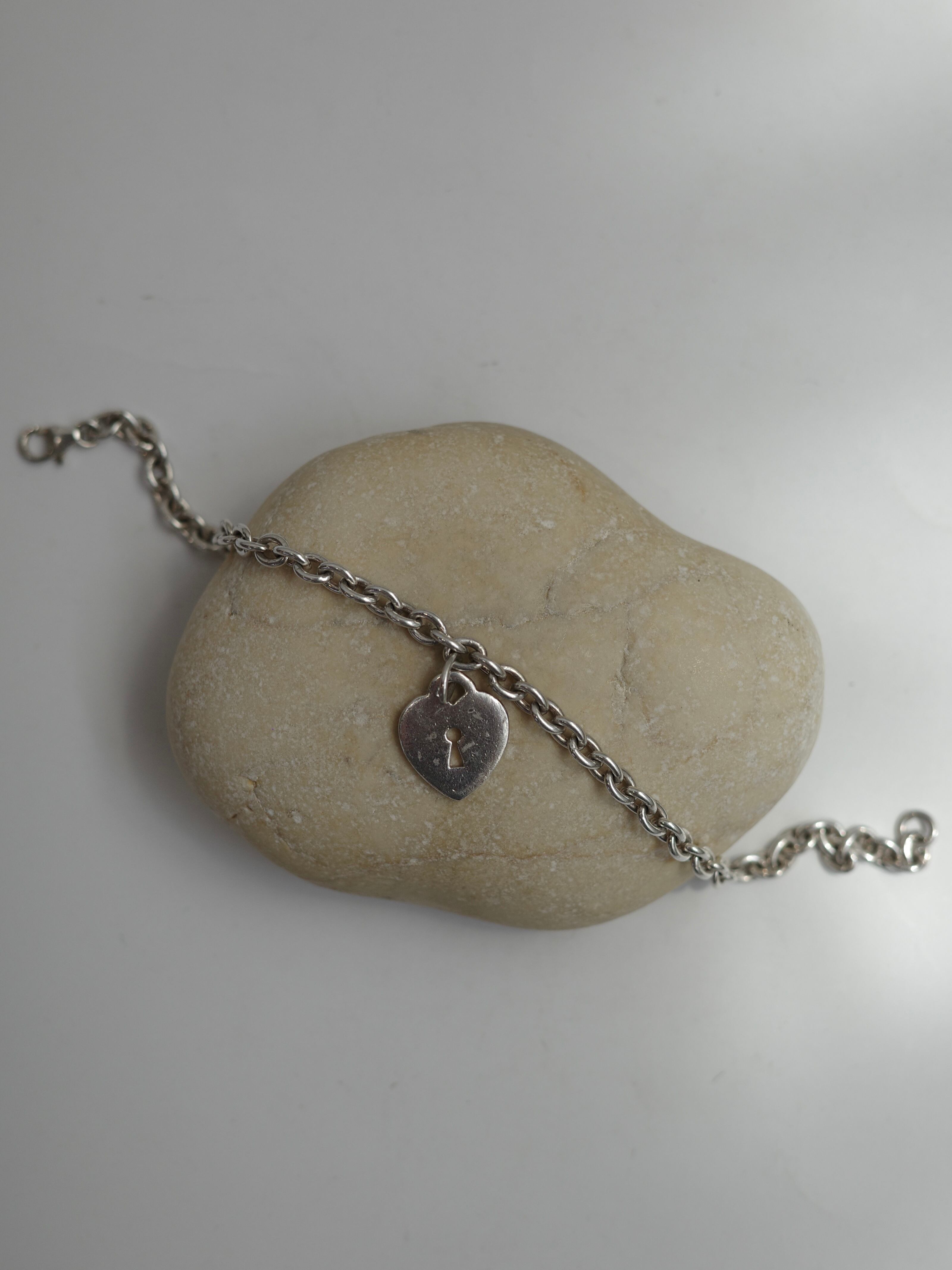 vintage silver925〉heart lock charm bracelet | CherLife