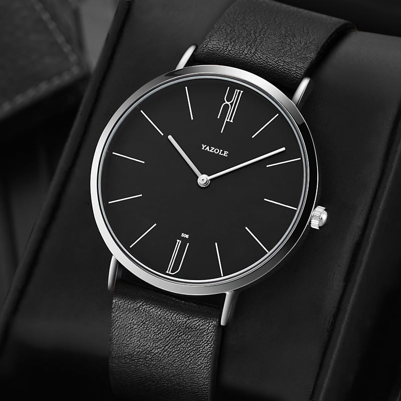 黒のシンプル時計】メンズクォーツ腕時計！プライベートでキメたい