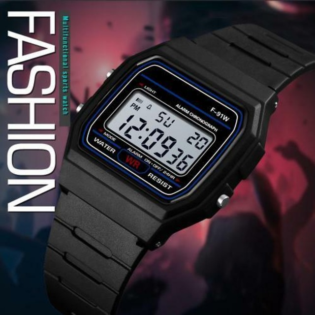 メンズ　腕時計　ブラック　黒　シリコーンストラップ　デジタル　ミリタリー　アーミー　スポーツ　LED　防水　リストウォッチ　高級　Lynn-94-black