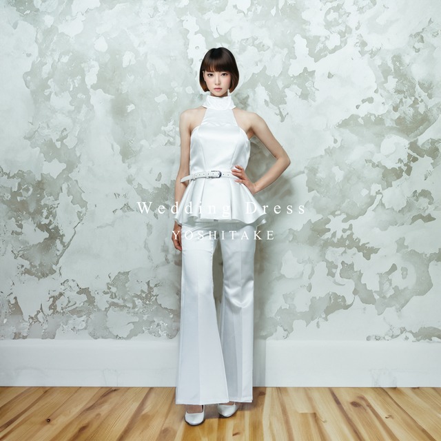【アウトレット】ウエディングドレス　ウエディングドレス.白.パンツ.ペプラム.ホルターネック.サテン.Y2390-2