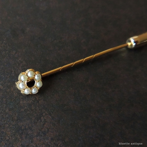 アンティークジュエリー 18ctゴールド 真珠 ピン （ソーティングメモ付）