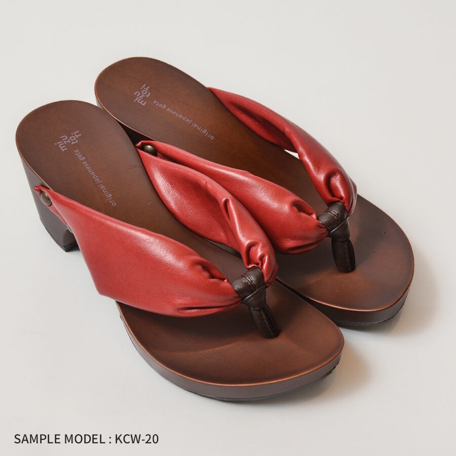 水鳥工業 hitete ダークブラウン6.5cmヒール KCW-20 シフォンカーフ赤
