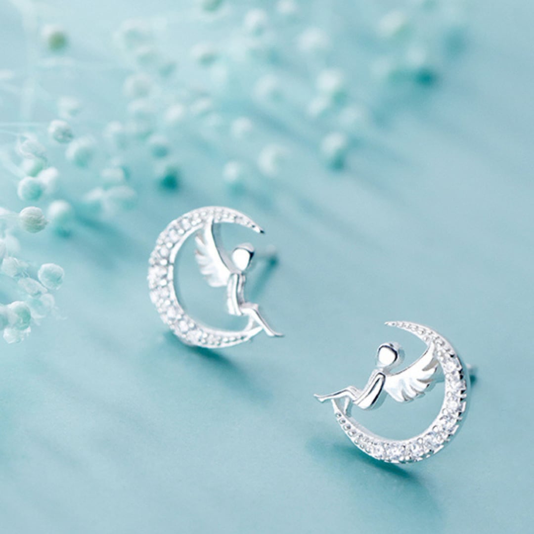 【FP51】月と天使 シルバーピアス