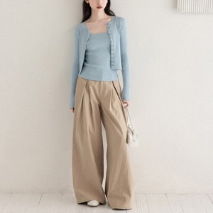 tuck wide-leg pants　J00439