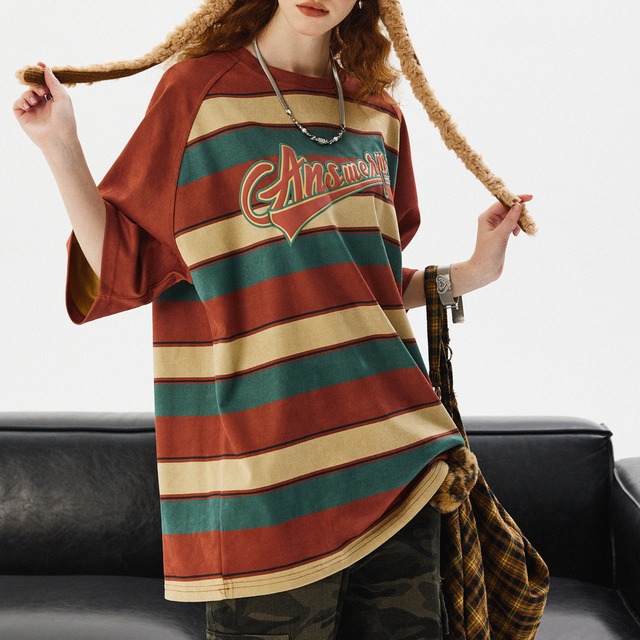 retro border logo print short sleeve tee　レトロボーダーロゴプリント半袖ティー　J0856