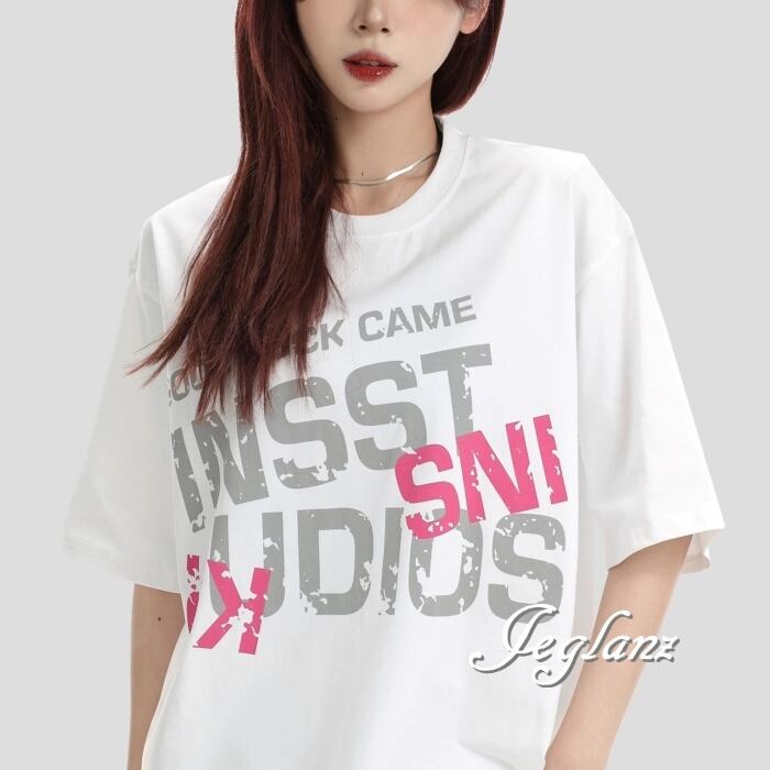 3色 フェード 英字 バック ロゴ 半袖 Tシャツ ユニセックス ♪(MC456)ρ