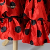 フラメンコ 衣装 ファルダ スカート ブラック系 ボランテ フリル 水玉 ドット柄 黒 赤 ボリューム ダンス衣装 ステージ イベント 練習 レッスン 華やか かわいい レッド系