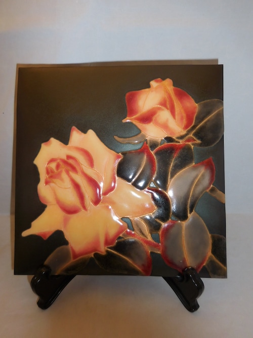 安藤七宝薔薇飾り皿 cloisonne enamel plate(rose)