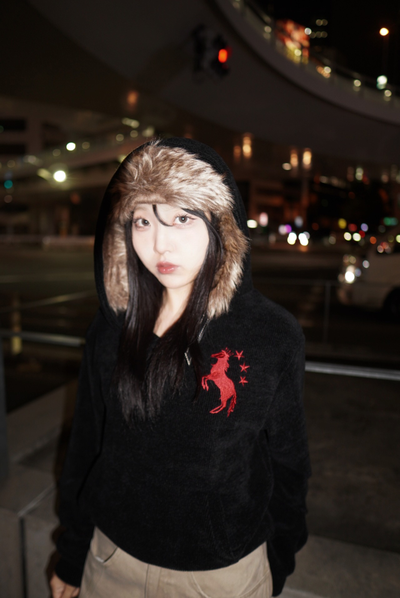 2way leather×fur flight cap／Black【ユニセックス】