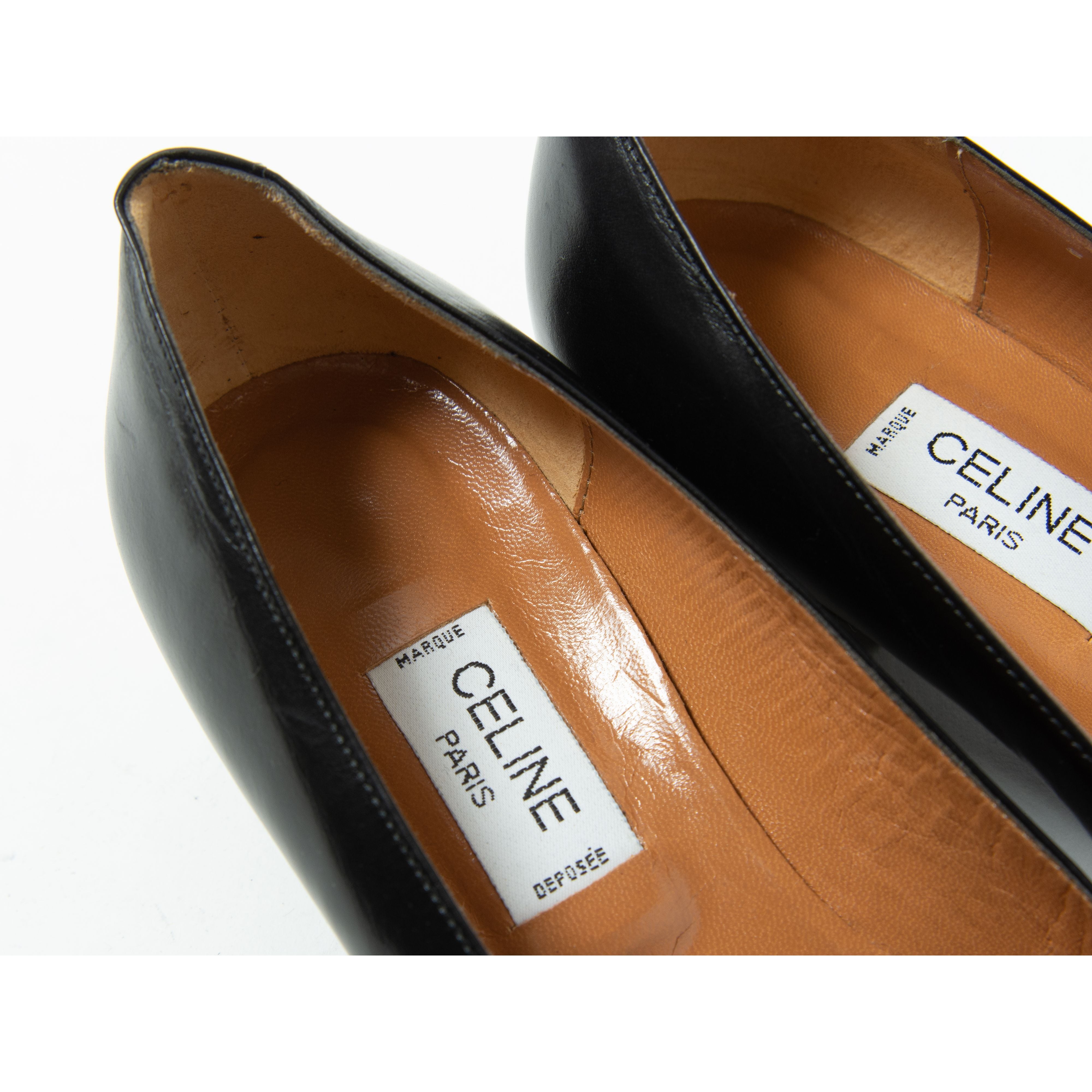 【CELINE】Made in Italy Macadam plate almond toe pumps 36（セリーヌ イタリア製 マカダム アーモンドトゥパンプス 23cm）10b