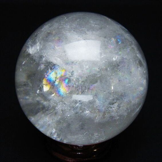 水晶 丸玉 虹入り 60mm スフィア 置物 水晶玉 一点物 151-8706