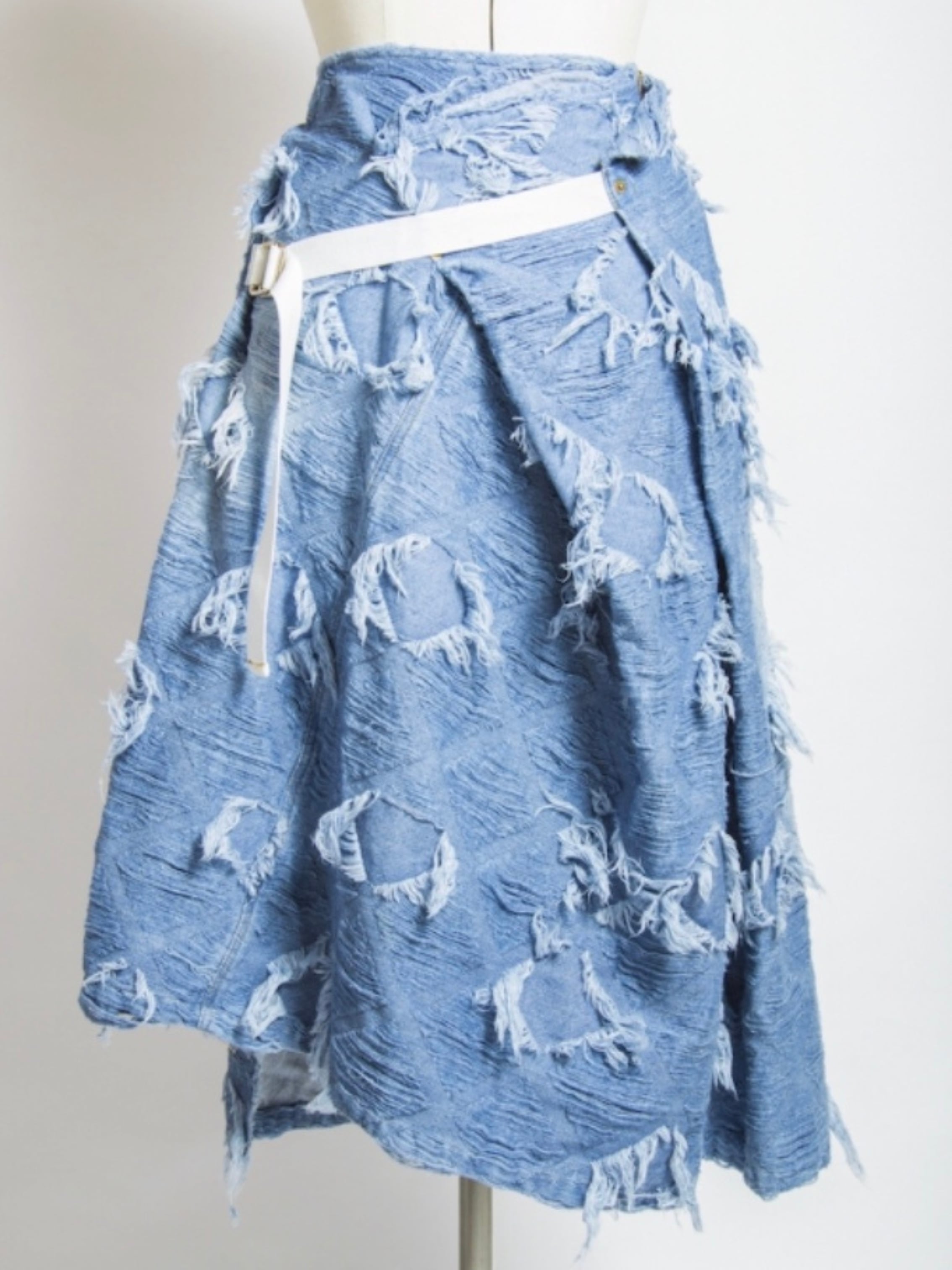 サンプル品 アーガイルデニムスカート ライトインディゴ