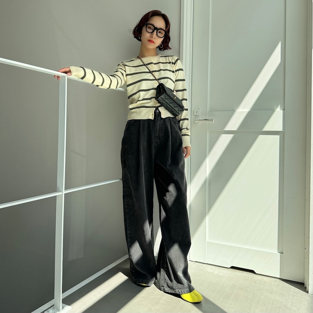 マルチボーダーニットCD/アイボリー