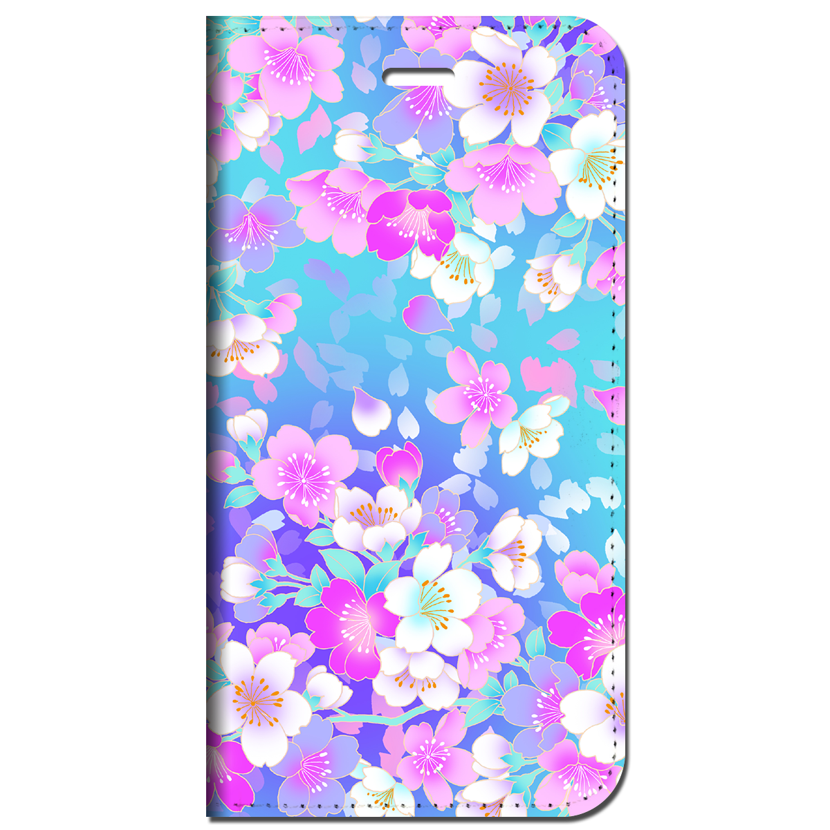 iPhone対応 スマホ 手帳型ケース 水面桜流し 和柄 【iPhone17 / iPhone16 / iPhone16e / iPhoneSE 他 iPhone各機種対応】 st44