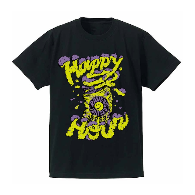 RAVERS UNITED Happy Hour Tee【BLACK×LIGHT GREEN】