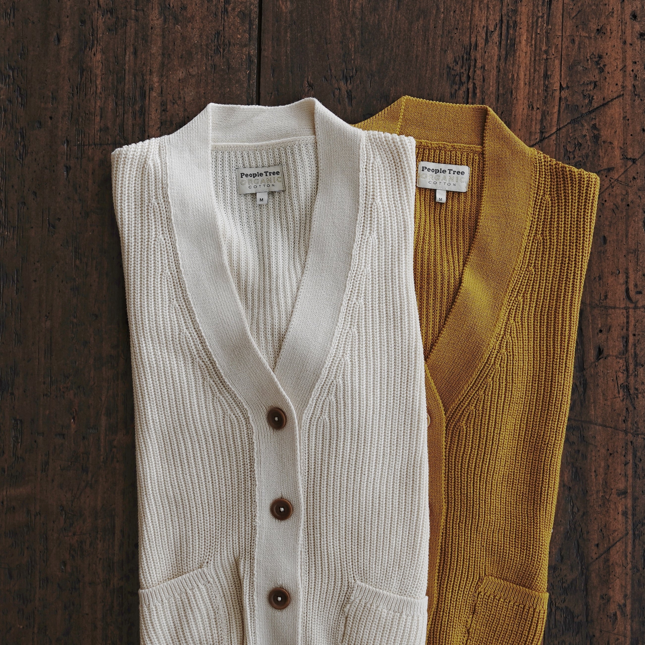 オーガニックコットンニットタック編みカーディガン/People Tree