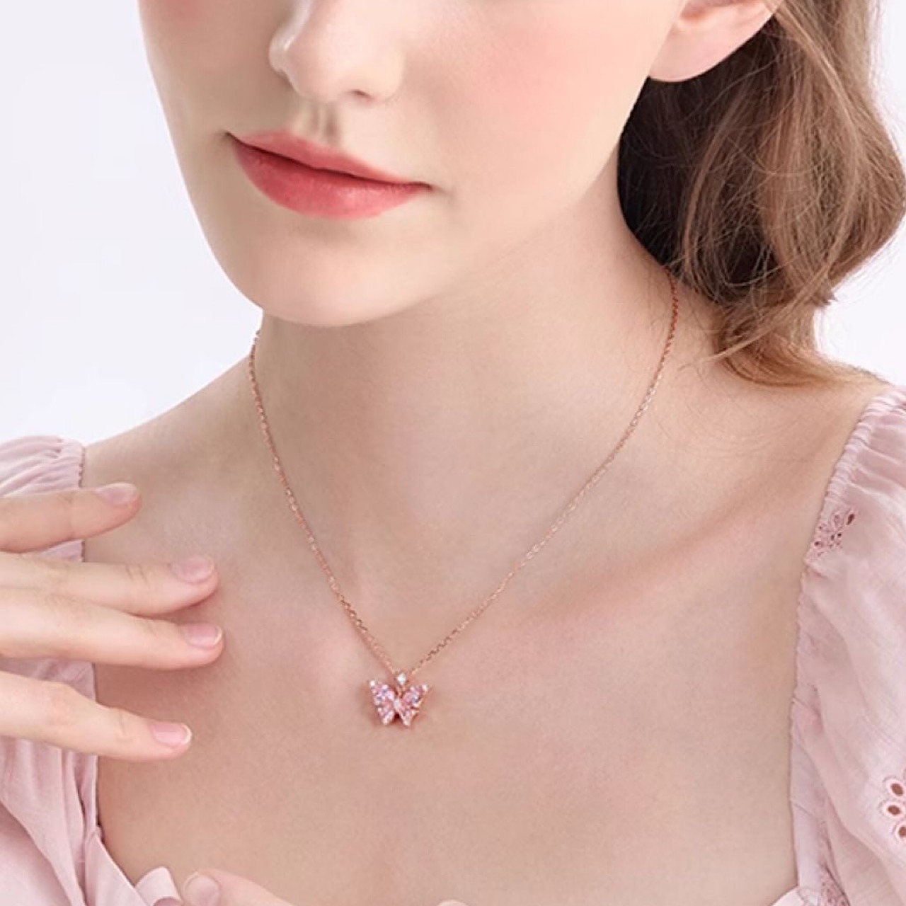 ペンダント かわいい ピンク 蝶々 ゴールド ネックレス - 6