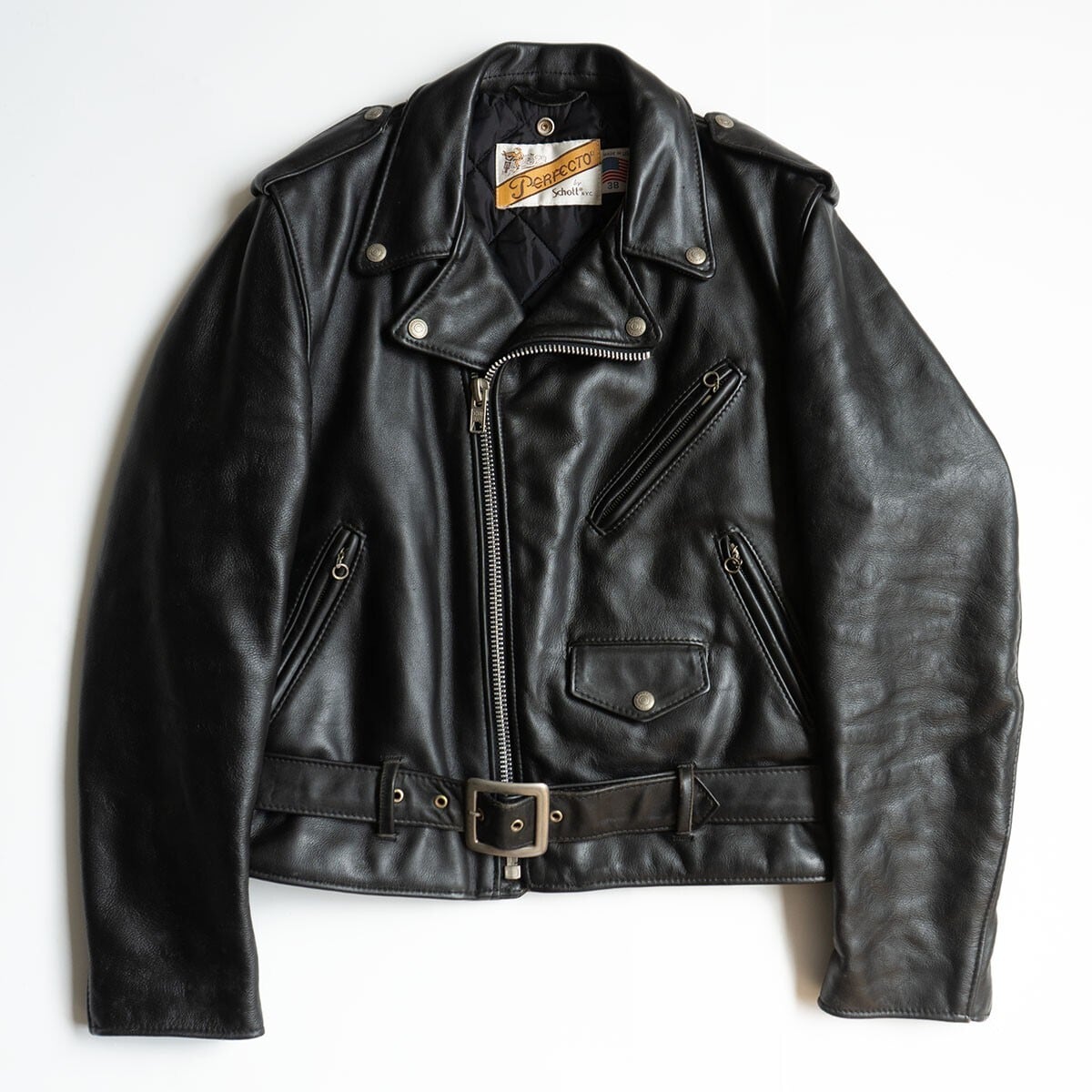 70s sears ダブルライダースジャケット レザージャケット lenzip