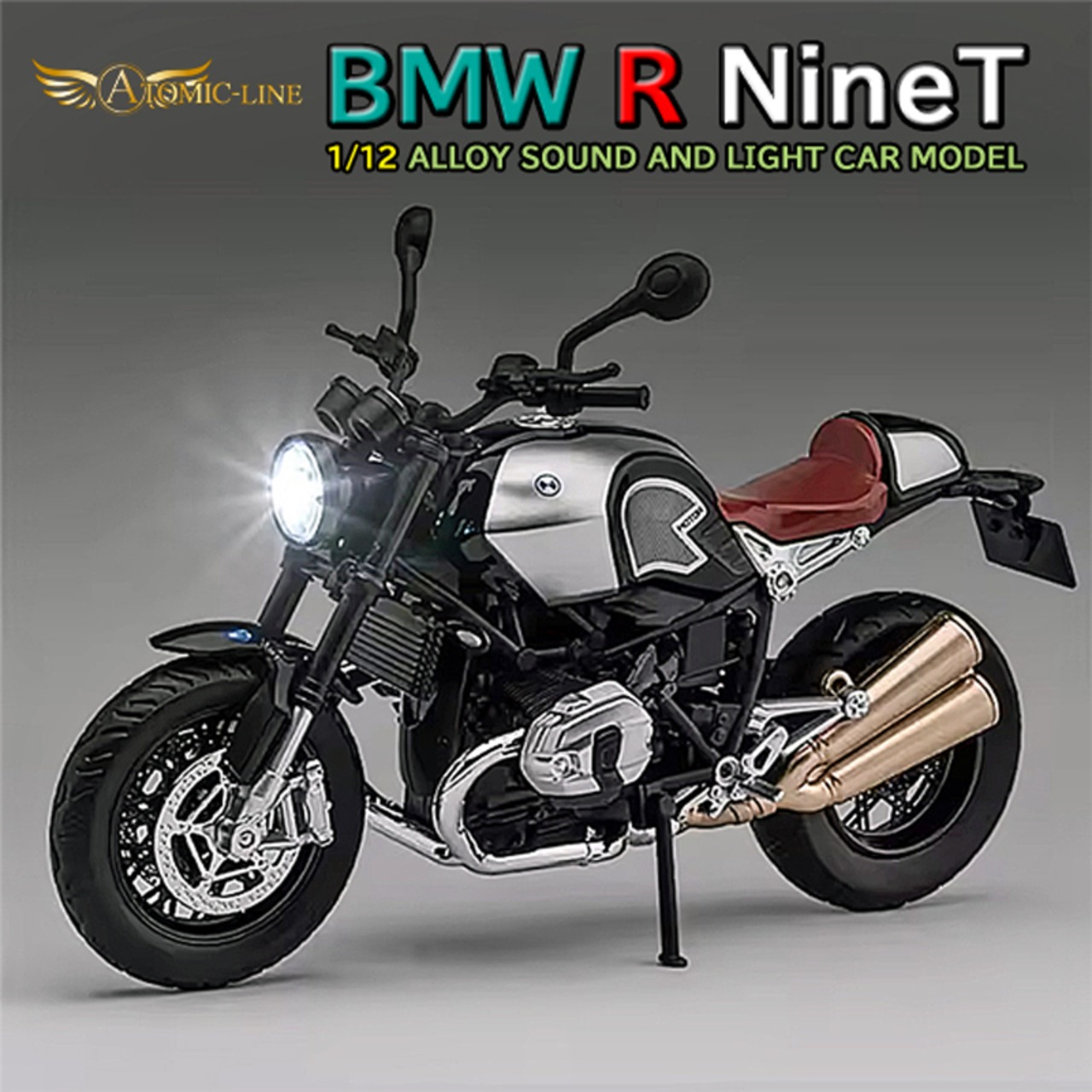 BMW R Nine-t 1/12 ミニカー 全2色 ライト点灯 エンジンサウンド 合金モデル 模型 ジオラマ ninet