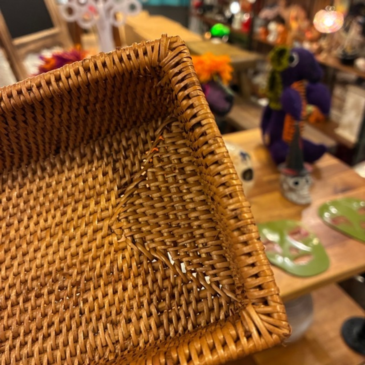 Indonesia Ata Tray / インドネシア アタ トレイ 四角 レクタングル 小物入れ 小物収納 リビング 玄関 BOX 収納ボックス 編みかご バリ 飴色 アクセサリー収納 シンプル ナチュラル