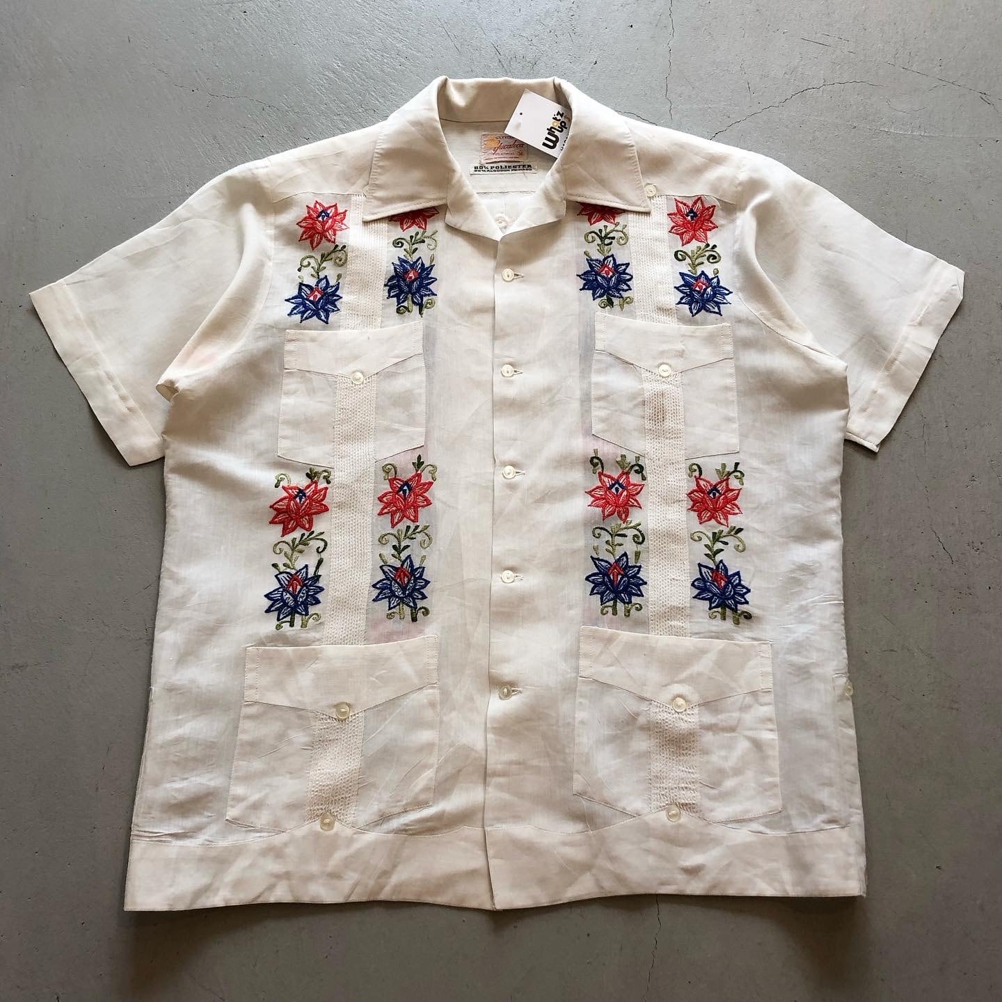 80s Yucateca flower embroidery cuba shirt【高円寺店】 | What'z up