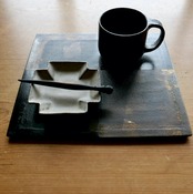 藤野征一郎　市松敷板　S 大柄(黒・黒箔）Seiichiro Fujino   Ichimatsu Lacquer Placemat – S (Large Pattern, Black & Black Foil)［2104150000120］
