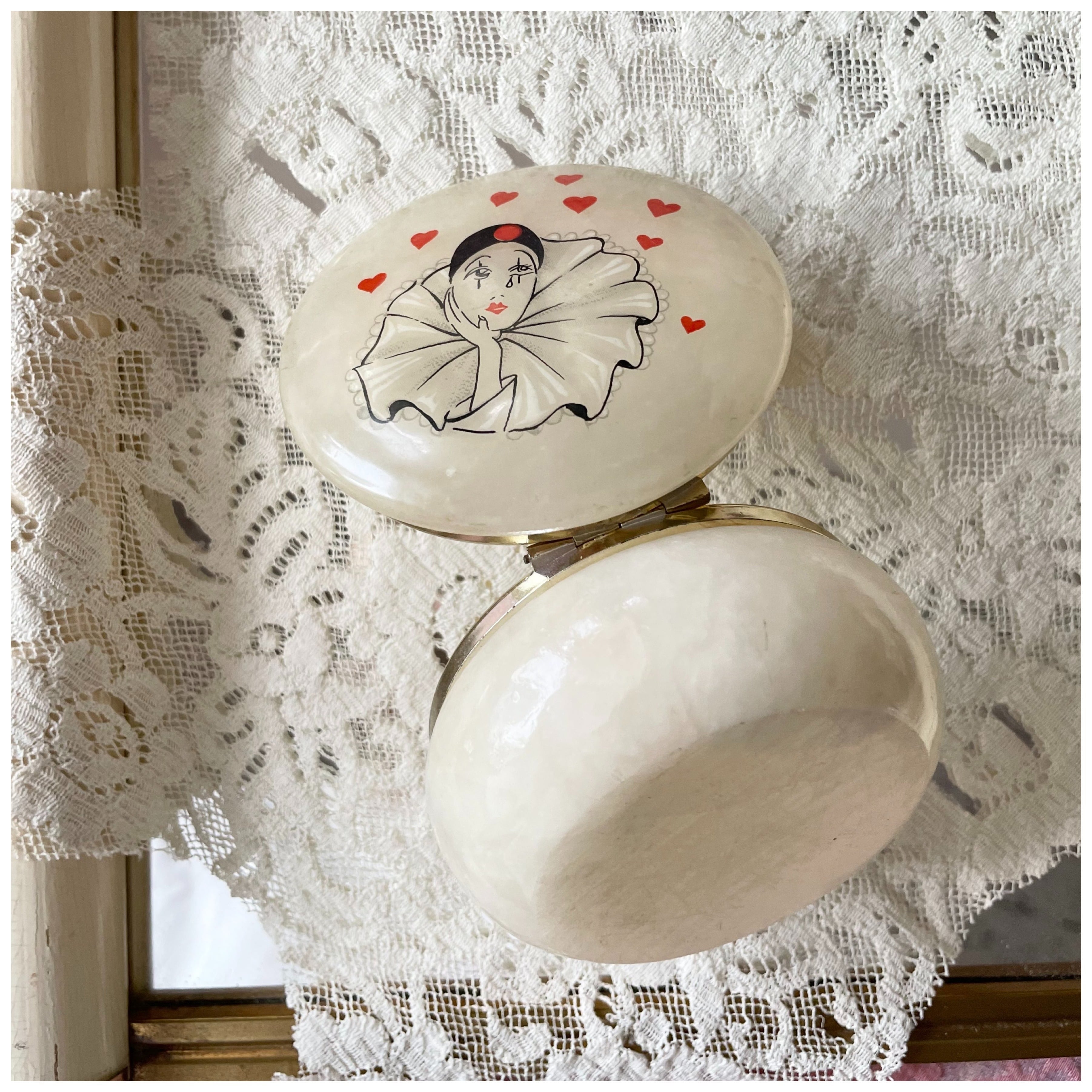 庭*庵様 フランスアンティーク　猫の小物　3点セット　ピルケース　スタンピング リモージュ ピルケース バスケット 猫 - アンティーク エバー