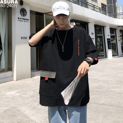 ポケットTシャツ ルーズサマードレス ストリート 大きめサイズ 夏物 ASURAプラスサイズメンズ99887845508