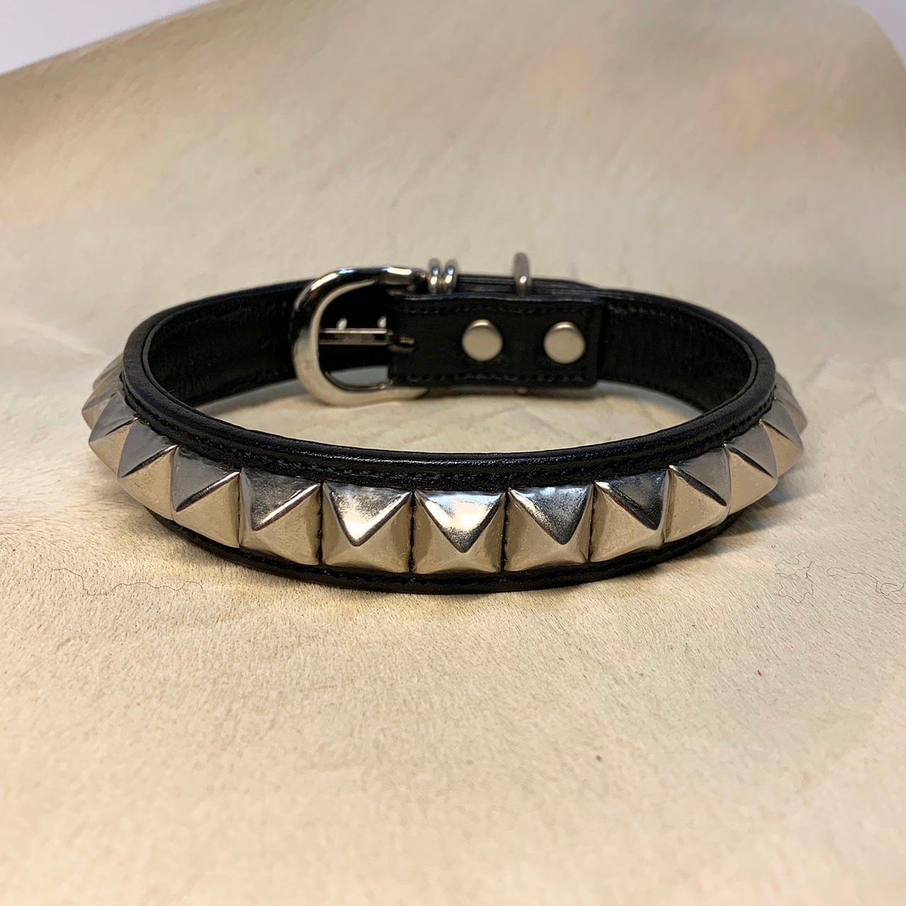 首輪 レザー ピラミッドスタッズ ホワイト CTY3-M | Patty Dog Goods