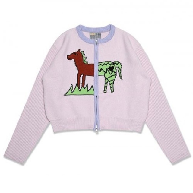 [YOUTHBATH] Horse Crop Zip-up Cardigan_Pink 正規品 韓国ブランド 韓国通販 韓国代行 韓国ファッション  カーディガン