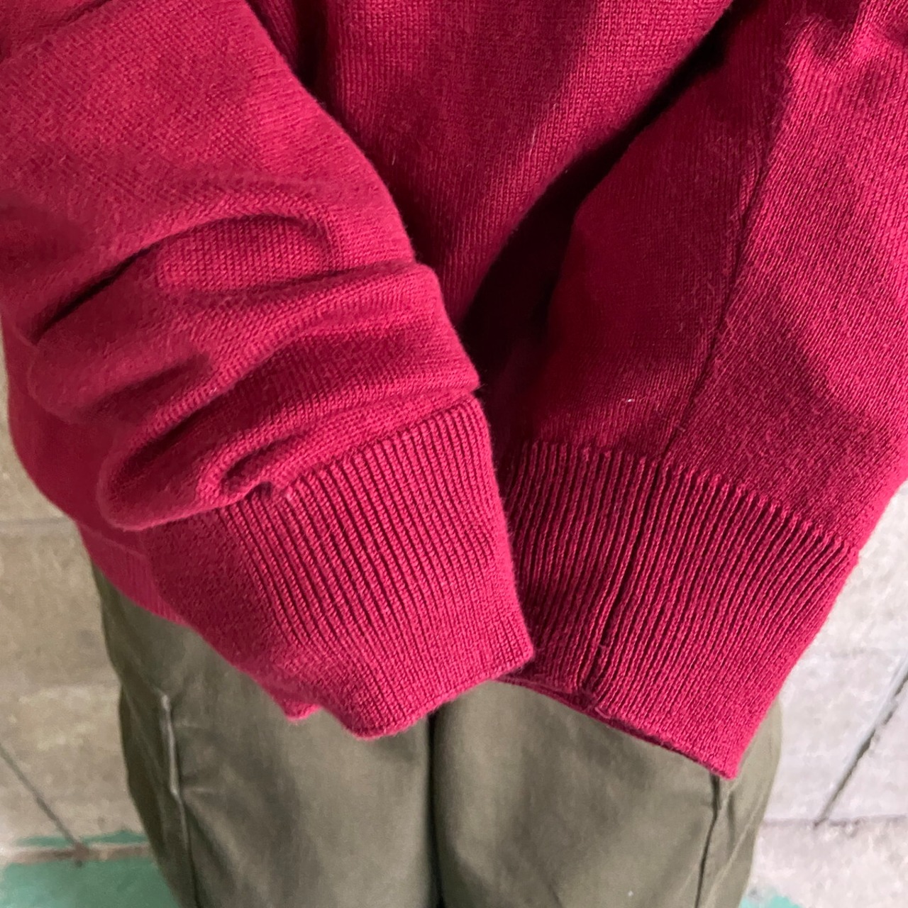 LACOSTE ラコステ Vネック ウール コットン ニットセーター メンズM 