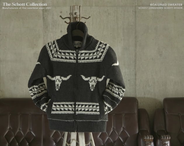 ボアラインドセーター｜ジップカーディガン｜カウチンセーター