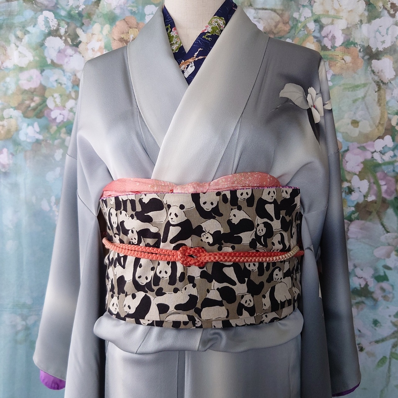 hob80 大人の半幅帯 細帯 リバーシブル ハンドメイド 浴衣 着物 