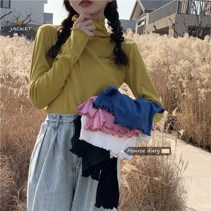 シャツ レディースソリッド カラーTシャツ スプリングスタイルショートブラウス ロング 春物 ソリッドカラー モンロー33645207137